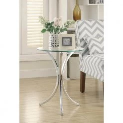 Round Snack Table Chrome by Coaster Home Furnishings -Coaster Home Furnishings Shop chrome coaster home furnishings end side tables 902869 31 1000