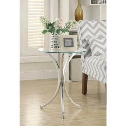 Round Snack Table Chrome by Coaster Home Furnishings -Coaster Home Furnishings Shop chrome coaster home furnishings end side tables 902869 4f 1000