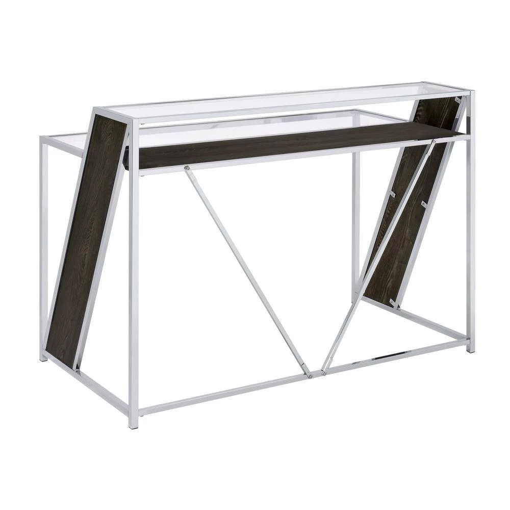 Alamosa 47.25 in. Rectangular Chrome and Dark Oak Writing Desk with Glass Top by Coaster Home Furnishings 9 Alamosa 47.25 in. Rectangular Chrome and Dark Oak Writing Desk with Glass Top by Coaster Home Furnishings - Image 7