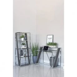 Alamosa 47.25 in. Rectangular Chrome and Dark Oak Writing Desk with Glass Top by Coaster Home Furnishings 17 Alamosa 47.25 in. Rectangular Chrome and Dark Oak Writing Desk with Glass Top by Coaster Home Furnishings -Coaster Home Furnishings Shop chrome coaster home furnishings writing desks 805541 31 1000