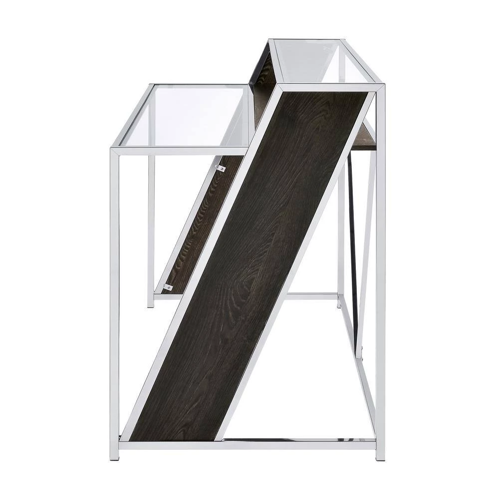 Alamosa 47.25 in. Rectangular Chrome and Dark Oak Writing Desk with Glass Top by Coaster Home Furnishings 5 Alamosa 47.25 in. Rectangular Chrome and Dark Oak Writing Desk with Glass Top by Coaster Home Furnishings - Image 3