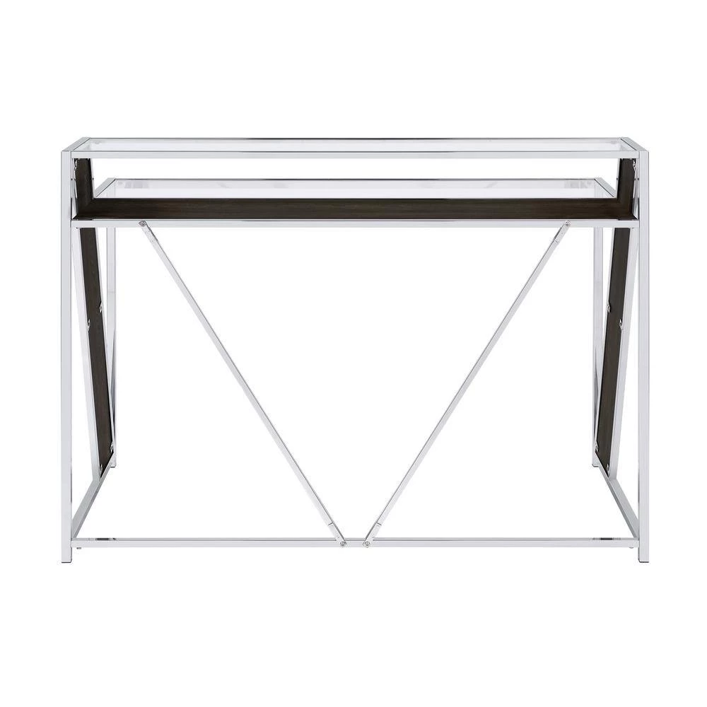 Alamosa 47.25 in. Rectangular Chrome and Dark Oak Writing Desk with Glass Top by Coaster Home Furnishings 8 Alamosa 47.25 in. Rectangular Chrome and Dark Oak Writing Desk with Glass Top by Coaster Home Furnishings - Image 6