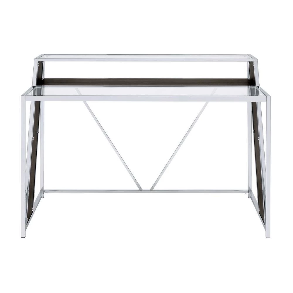 Alamosa 47.25 in. Rectangular Chrome and Dark Oak Writing Desk with Glass Top by Coaster Home Furnishings 7 Alamosa 47.25 in. Rectangular Chrome and Dark Oak Writing Desk with Glass Top by Coaster Home Furnishings - Image 5