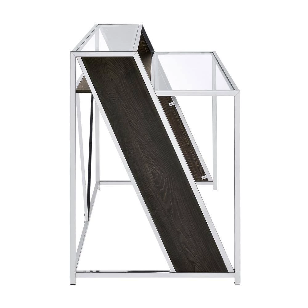 Alamosa 47.25 in. Rectangular Chrome and Dark Oak Writing Desk with Glass Top by Coaster Home Furnishings 4 Alamosa 47.25 in. Rectangular Chrome and Dark Oak Writing Desk with Glass Top by Coaster Home Furnishings - Image 2