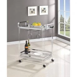 Clear 2-tier Glass Serving Cart by Coaster Home Furnishings -Coaster Home Furnishings Shop clear and chrome coaster home furnishings bar carts 902589 31 1000