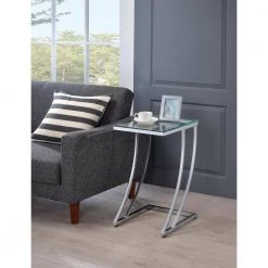 13 in. Chrome and Clear Rectangle Glass Accent Table by Coaster Home Furnishings -Coaster Home Furnishings Shop clear and chrome coaster home furnishings end side tables 900082 31 1000