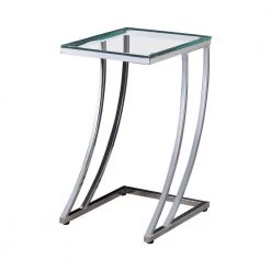 13 in. Chrome and Clear Rectangle Glass Accent Table by Coaster Home Furnishings