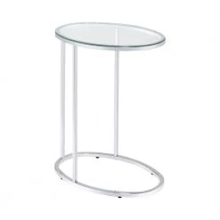 11.25 in. Chrome and Clear Oval Glass Snack Table by Coaster Home Furnishings