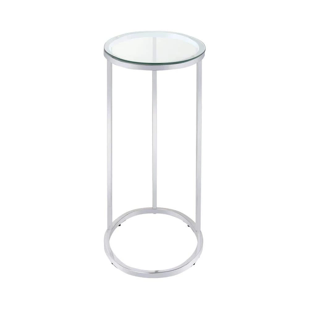 11.25 in. Chrome and Clear Oval Glass Snack Table by Coaster Home Furnishings 4 11.25 in. Chrome and Clear Oval Glass Snack Table by Coaster Home Furnishings - Image 2