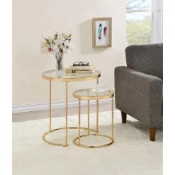 2- Piece Gold and Clear Round Glass Nesting Coffee Table Set by Coaster Home Furnishings -Coaster Home Furnishings Shop clear and gold coaster home furnishings nesting tables 935936 31 1000