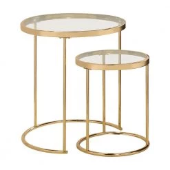 2- Piece Gold and Clear Round Glass Nesting Coffee Table Set by Coaster Home Furnishings