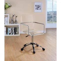 Amaturo Clear and Chrome Acrylic Seat Adjustable Height Office Chair by Coaster Home Furnishings -Coaster Home Furnishings Shop clear chrome coaster home furnishings task chairs 801436 31 1000