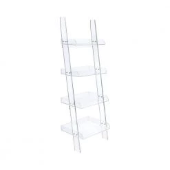 Amaturo 72.25 in. Clear 4-Shelf Ladder Bookcase by Coaster Home Furnishings