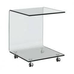 19.75 in. Clear C-Shaped Glass Mobile Accent Table with Bottom Shelf by Coaster Home Furnishings