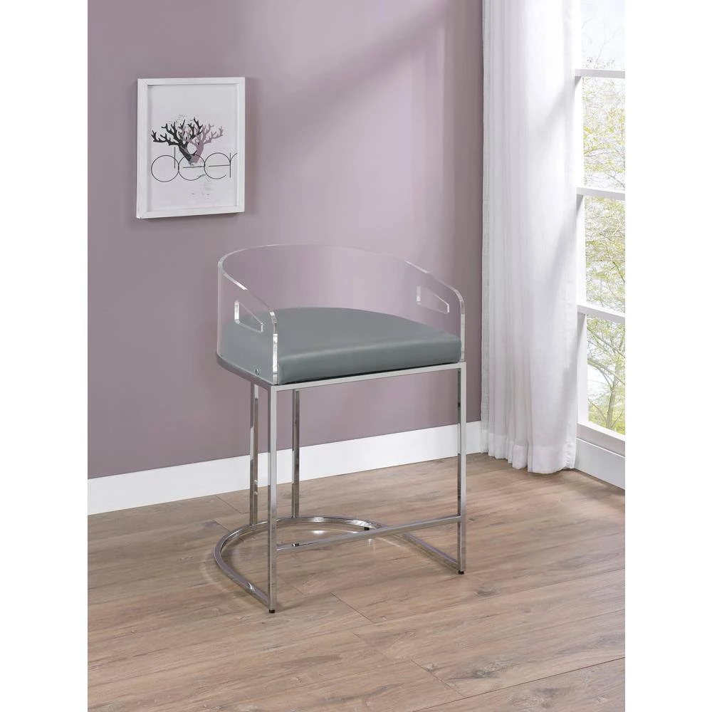 32.5 in. H Clear Acrylic Low Back Metal Frame Counter Height Stool with Leatherette Seat (Set of 2) by Coaster Home Furnishings 10 32.5 in. H Clear Acrylic Low Back Metal Frame Counter Height Stool with Leatherette Seat (Set of 2) by Coaster Home Furnishings - Image 8