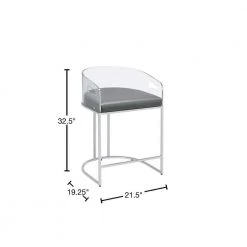 32.5 in. H Clear Acrylic Low Back Metal Frame Counter Height Stool with Leatherette Seat (Set of 2) by Coaster Home Furnishings 12 32.5 in. H Clear Acrylic Low Back Metal Frame Counter Height Stool with Leatherette Seat (Set of 2) by Coaster Home Furnishings -Coaster Home Furnishings Shop clear grey and chrome coaster home furnishings bar stools 183405 40 1000