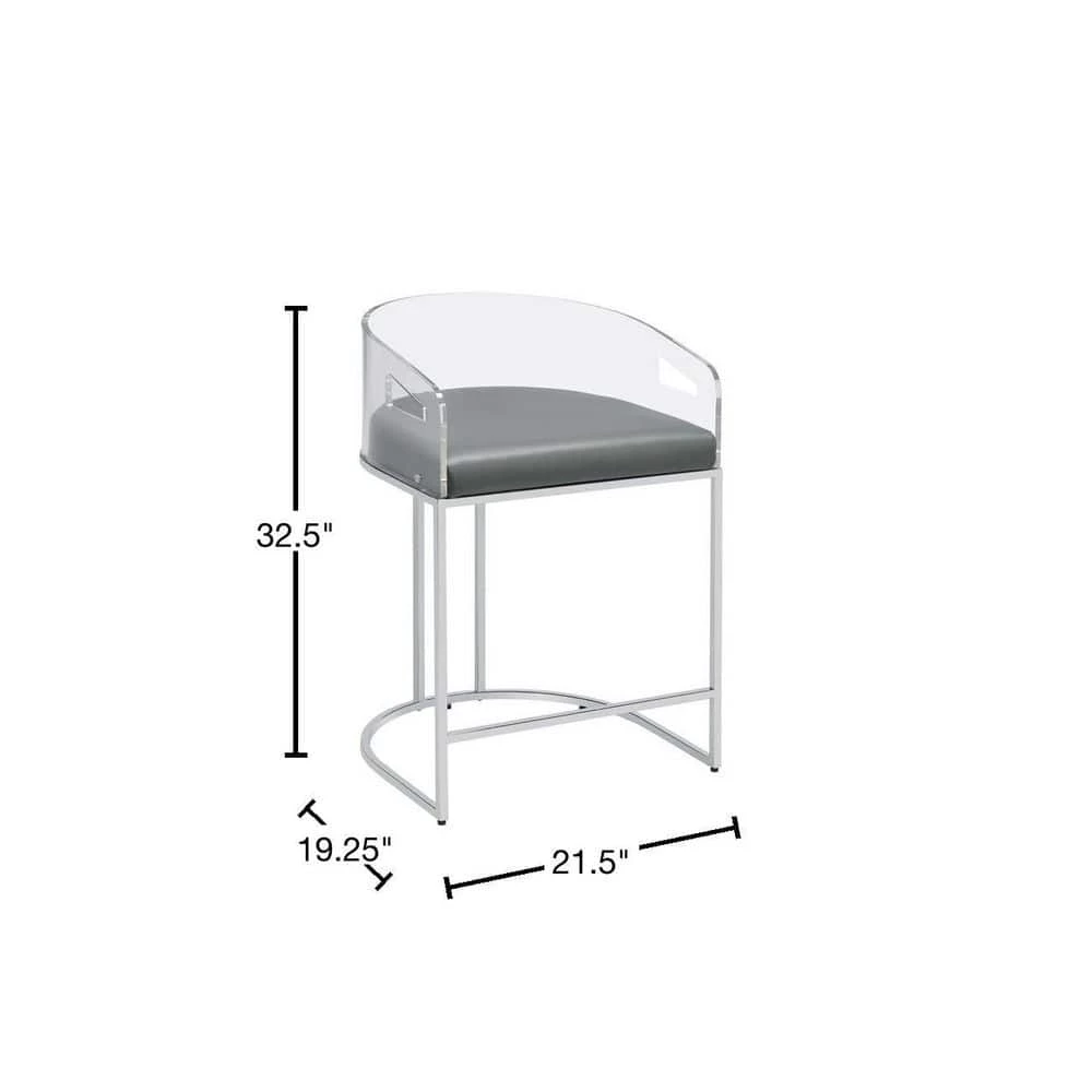32.5 in. H Clear Acrylic Low Back Metal Frame Counter Height Stool with Leatherette Seat (Set of 2) by Coaster Home Furnishings 5 32.5 in. H Clear Acrylic Low Back Metal Frame Counter Height Stool with Leatherette Seat (Set of 2) by Coaster Home Furnishings - Image 3