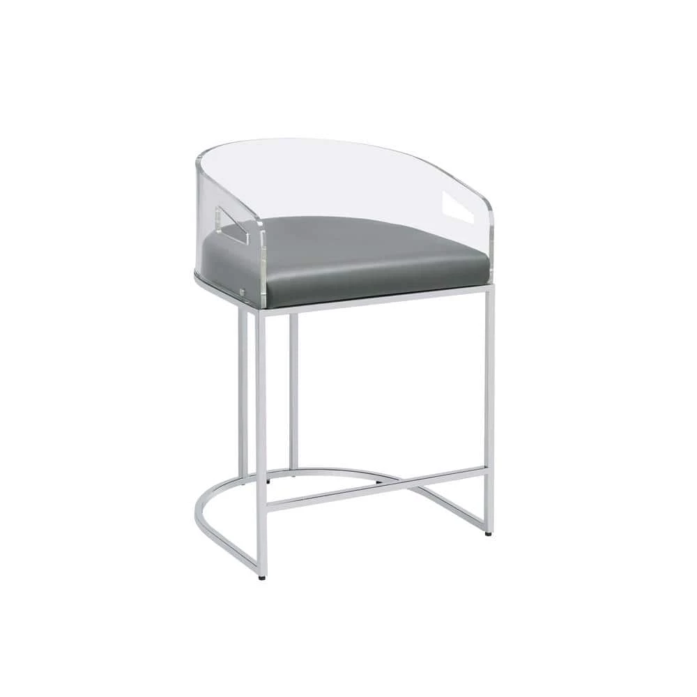 32.5 in. H Clear Acrylic Low Back Metal Frame Counter Height Stool with Leatherette Seat (Set of 2) by Coaster Home Furnishings 3 32.5 in. H Clear Acrylic Low Back Metal Frame Counter Height Stool with Leatherette Seat (Set of 2) by Coaster Home Furnishings