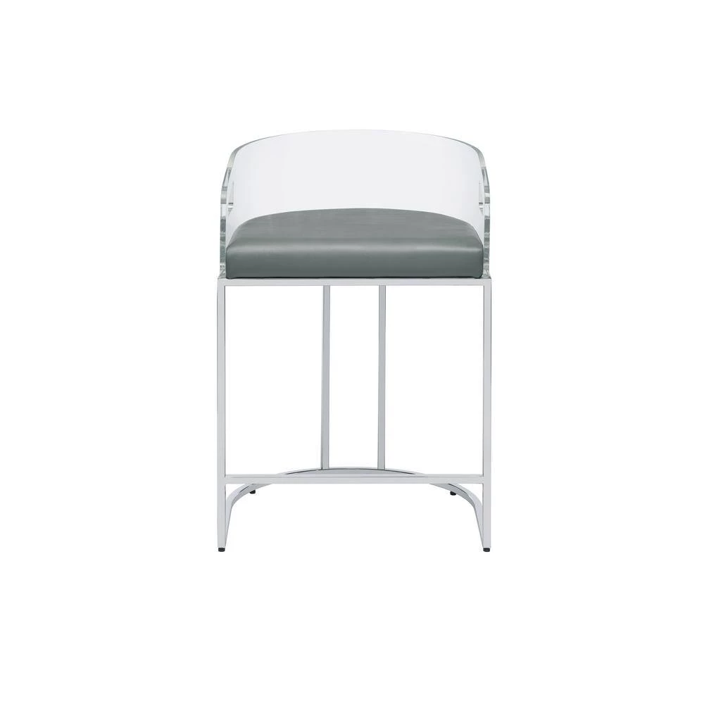 32.5 in. H Clear Acrylic Low Back Metal Frame Counter Height Stool with Leatherette Seat (Set of 2) by Coaster Home Furnishings 6 32.5 in. H Clear Acrylic Low Back Metal Frame Counter Height Stool with Leatherette Seat (Set of 2) by Coaster Home Furnishings - Image 4
