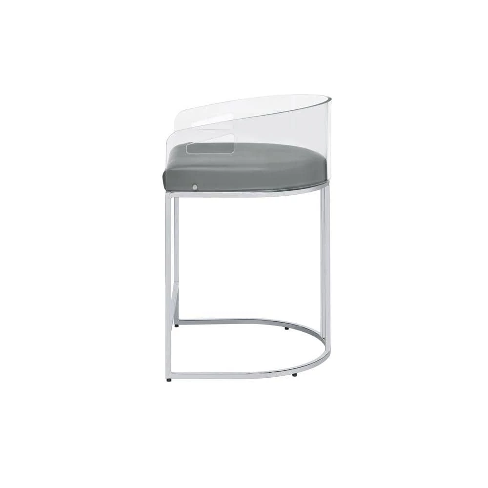 32.5 in. H Clear Acrylic Low Back Metal Frame Counter Height Stool with Leatherette Seat (Set of 2) by Coaster Home Furnishings 4 32.5 in. H Clear Acrylic Low Back Metal Frame Counter Height Stool with Leatherette Seat (Set of 2) by Coaster Home Furnishings - Image 2