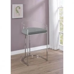 38.5 in. H Chrome and Grey Acrylic Low Back Metal Frame Bar Stool (Set of 2) by Coaster Home Furnishings -Coaster Home Furnishings Shop clear grey and chrome coaster home furnishings bar stools 183406 31 1000