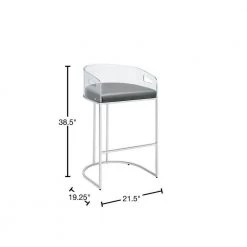 38.5 in. H Chrome and Grey Acrylic Low Back Metal Frame Bar Stool (Set of 2) by Coaster Home Furnishings -Coaster Home Furnishings Shop clear grey and chrome coaster home furnishings bar stools 183406 40 1000