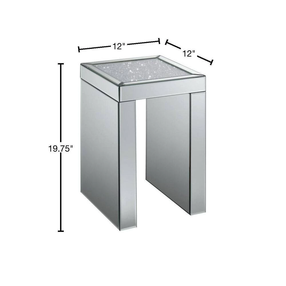 12in Silver Square Clear Mirror Side Table by Coaster Home Furnishings 5 12in Silver Square Clear Mirror Side Table by Coaster Home Furnishings - Image 3