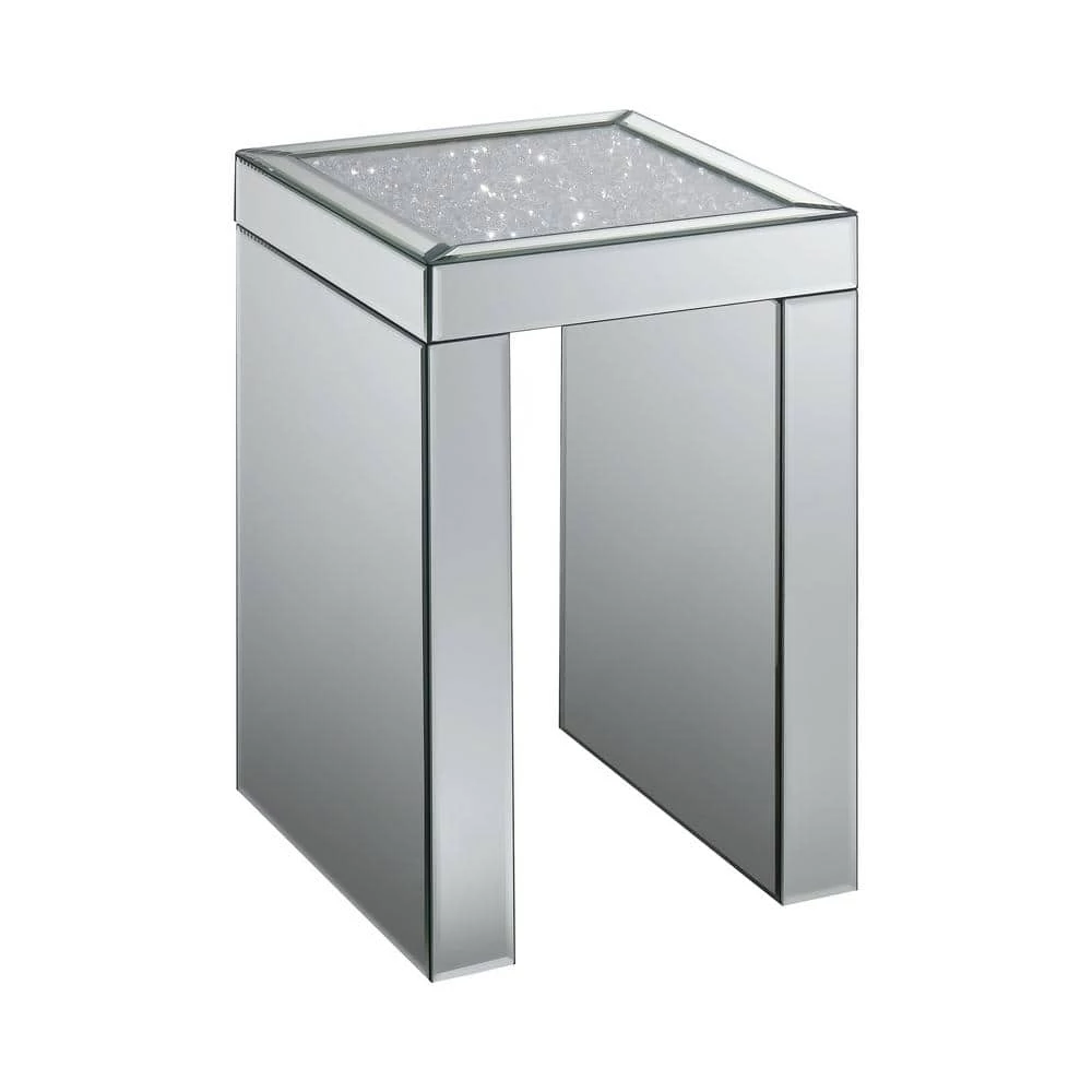 12in Silver Square Clear Mirror Side Table by Coaster Home Furnishings 3 12in Silver Square Clear Mirror Side Table by Coaster Home Furnishings