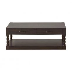 Christine 48.25 in. Coffee Bean and Gunmetal Rectangle Wood Coffee Table with 2-Drawers by Coaster Home Furnishings