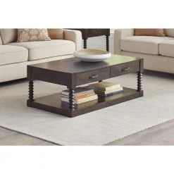 Christine 48.25 in. Coffee Bean and Gunmetal Rectangle Wood Coffee Table with 2-Drawers by Coaster Home Furnishings -Coaster Home Furnishings Shop coffee bean and gunmetal coaster home furnishings coffee tables 722578 c3 1000