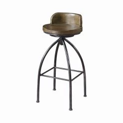 34.5 in. Cognac and Black Low Back Metal Frame Swivel Bar Stool by Coaster Home Furnishings