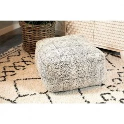 Cream and Black Woven Upholstered Floor Pouf by Coaster Home Furnishings -Coaster Home Furnishings Shop cream and black coaster home furnishings ottomans 991008 31 1000