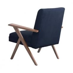 Monrovia Dark Blue and Walnut Wooden Arm Accent Chair by Coaster Home Furnishings -Coaster Home Furnishings Shop dark blue and walnut coaster home furnishings accent chairs 905415 1f 1000