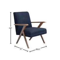 Monrovia Dark Blue and Walnut Wooden Arm Accent Chair by Coaster Home Furnishings -Coaster Home Furnishings Shop dark blue and walnut coaster home furnishings accent chairs 905415 40 1000