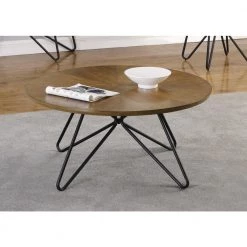 Churchill 38 in. Dark Brown and Black Round Wood Coffee Table with Hairpin Legs by Coaster Home Furnishings -Coaster Home Furnishings Shop dark brown and black coaster home furnishings coffee tables 722898 31 1000