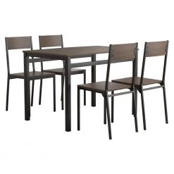 5-Piece Ark Brown and Matte Black Wood Top Dining Set by Coaster Home Furnishings