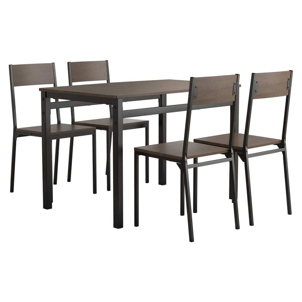 5-Piece Ark Brown and Matte Black Wood Top Dining Set by Coaster Home Furnishings 3 5-Piece Ark Brown and Matte Black Wood Top Dining Set by Coaster Home Furnishings
