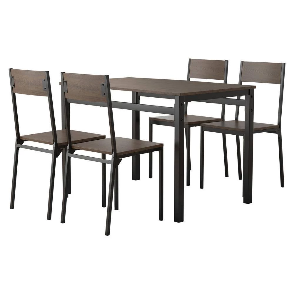 5-Piece Ark Brown and Matte Black Wood Top Dining Set by Coaster Home Furnishings 4 5-Piece Ark Brown and Matte Black Wood Top Dining Set by Coaster Home Furnishings - Image 2
