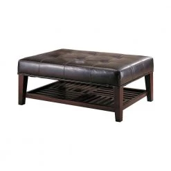 Brown 1-Shelf Button Tufted Ottoman by Coaster Home Furnishings