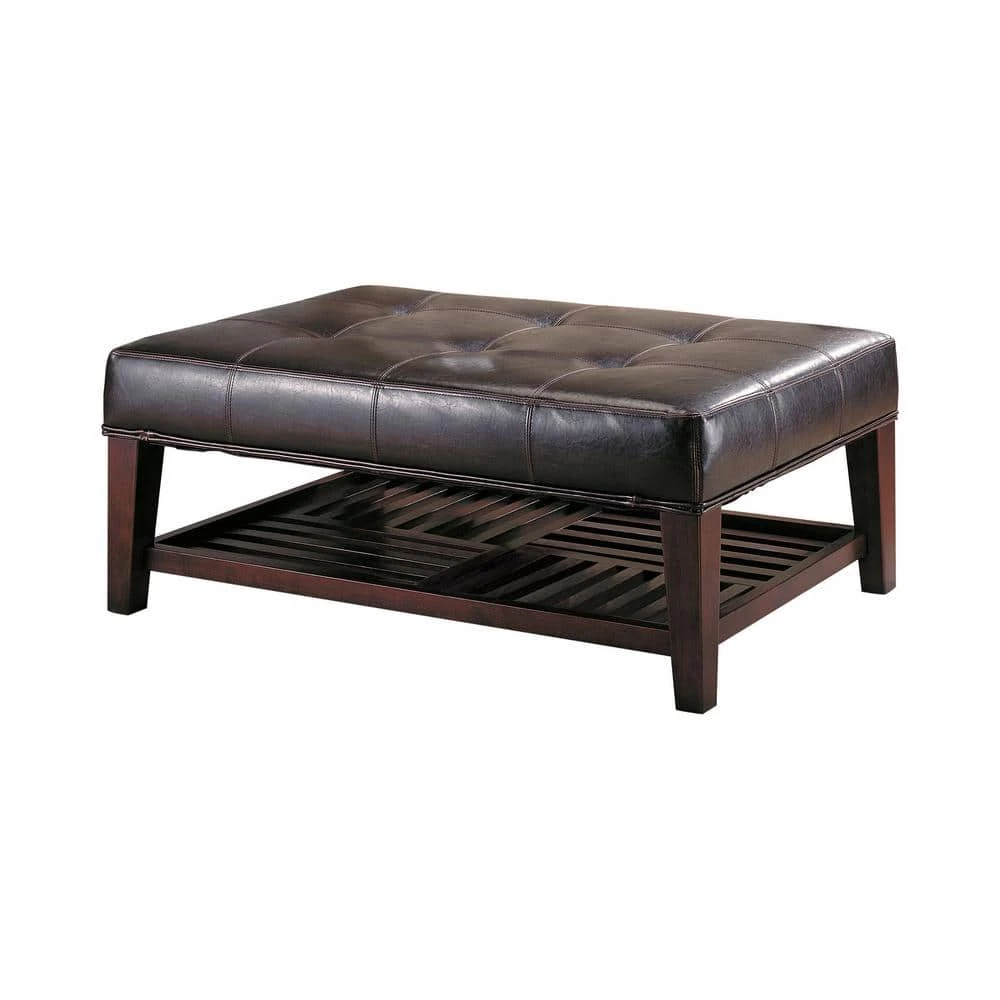 Brown 1-Shelf Button Tufted Ottoman by Coaster Home Furnishings 3 Brown 1-Shelf Button Tufted Ottoman by Coaster Home Furnishings