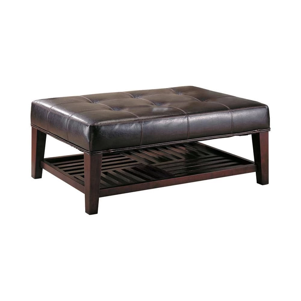 Brown 1-Shelf Button Tufted Ottoman by Coaster Home Furnishings 5 Brown 1-Shelf Button Tufted Ottoman by Coaster Home Furnishings - Image 3