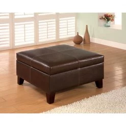 Dark Brown Upholstered Storage Ottoman by Coaster Home Furnishings -Coaster Home Furnishings Shop dark brown coaster home furnishings ottomans 501042 31 1000