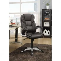 Adjustable Height Office Chair Dark Brown and Silver by Coaster Home Furnishings -Coaster Home Furnishings Shop dark brown silver coaster home furnishings executive chairs 800045 31 1000