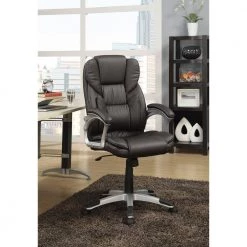 Adjustable Height Office Chair Dark Brown and Silver by Coaster Home Furnishings -Coaster Home Furnishings Shop dark brown silver coaster home furnishings executive chairs 800045 c3 1000