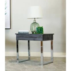 23.5 in. Dark Charcoal and Chrome Square Wood End Table with Drawer by Coaster Home Furnishings -Coaster Home Furnishings Shop dark charcoal and chrome coaster home furnishings end side tables 723457 31 1000