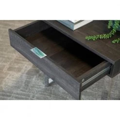 23.5 in. Dark Charcoal and Chrome Square Wood End Table with Drawer by Coaster Home Furnishings -Coaster Home Furnishings Shop dark charcoal and chrome coaster home furnishings end side tables 723457 c3 1000