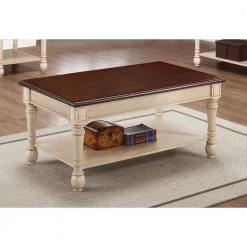 43.75in Dark Cherry and Antique White Rectangle Wood Coffee Table with Lower Shelf by Coaster Home Furnishings -Coaster Home Furnishings Shop dark cherry and antique white coaster home furnishings coffee tables 704418 31 1000