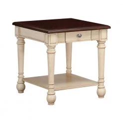 23.5 in. Dark Cherry and Antique White Rectangle Wood End Table with Storage Shelf by Coaster Home Furnishings