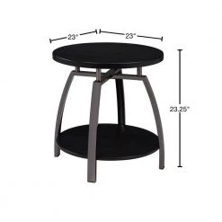 23 in. Dark Grey and Black Nickel Round Wood End Table with Lower Shelf by Coaster Home Furnishings -Coaster Home Furnishings Shop dark grey and black nickel coaster home furnishings end side tables 722207 40 1000
