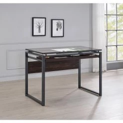 Pantano 42 in. Rectangular Dark Gunmetal and Chestnut Drafting Writing Desk with Glass Top by Coaster Home Furnishings -Coaster Home Furnishings Shop dark gunmetal coaster home furnishings writing desks 805571 31 1000